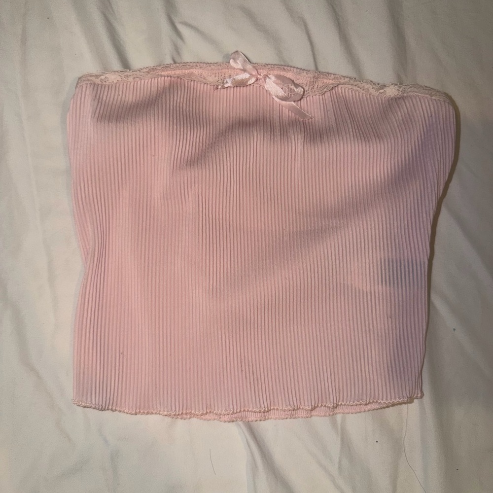Pink Ribbed Tube Top